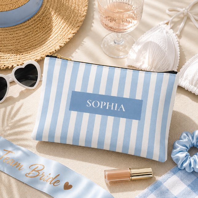 Personalised Bachelorette Party Striped Accessory Pouch (Creator Uploaded)