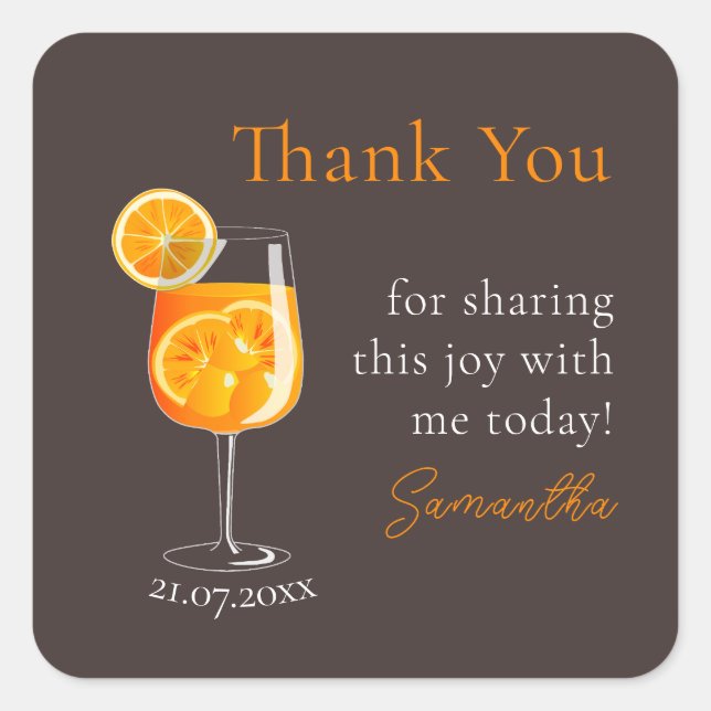 Personalised Bachelorette Party Thank You Square Sticker (Front)