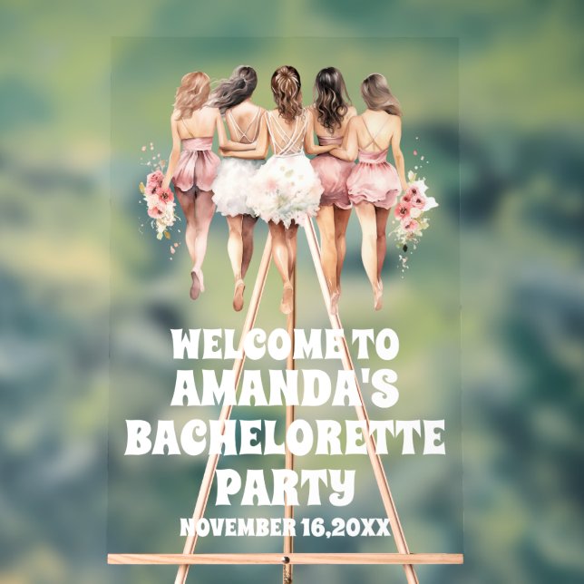 Personalised Bachelorette Party Welcome  Acrylic Sign (Neutral)