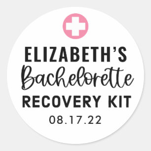 Personalised Bachelorette Recovery Kit Classic Round Sticker
