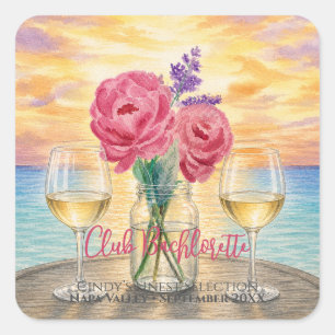 Personalised Bachelorette Sunset Square Sticker
