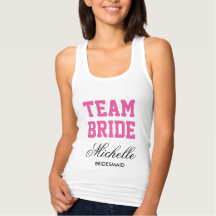 Personalised bachelorette tank tops for team bride