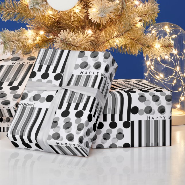 Personalised Back and White Inspired Birthday Wrapping Paper (Holidays)