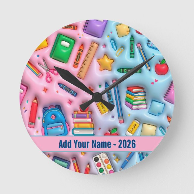 Personalised Back to School 2026 Round Clock (Front)