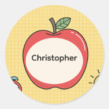 Personalised Back to School Apple Name Stickers