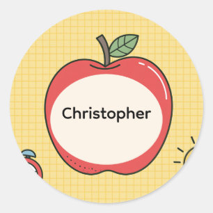 Personalised Back to School Apple Name Stickers