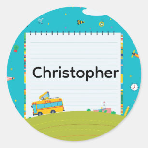 Personalised Back to School Bus Name Stickers