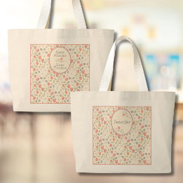 Personalised Back‑to‑School Floral Teacher Large Tote Bag