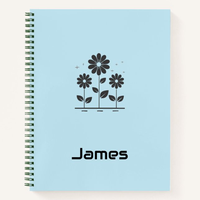 Personalised Back to School – Minimalist Floral  Notebook (Front)