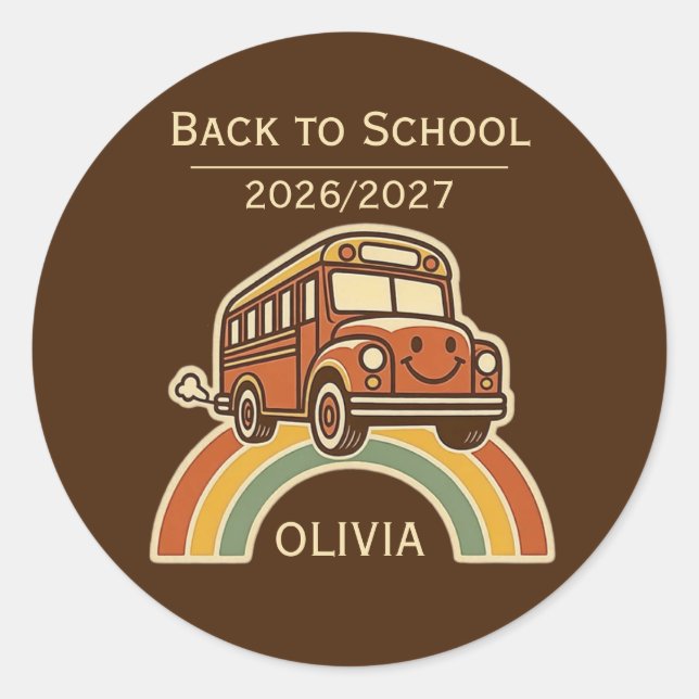 Personalised Back to School Round Stickers (Front)