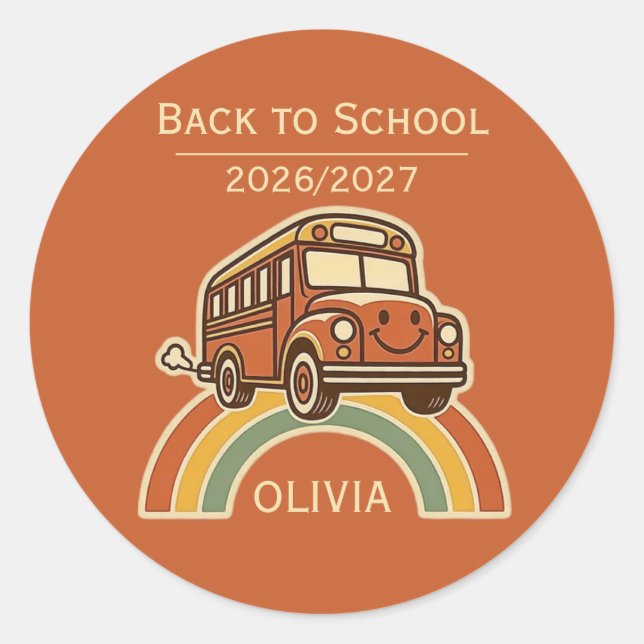 Personalised Back to School Round Stickers (Front)