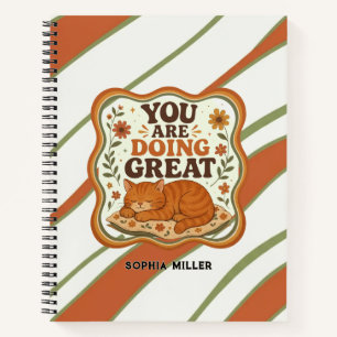 Personalised Back to School Striped Cat Notebook
