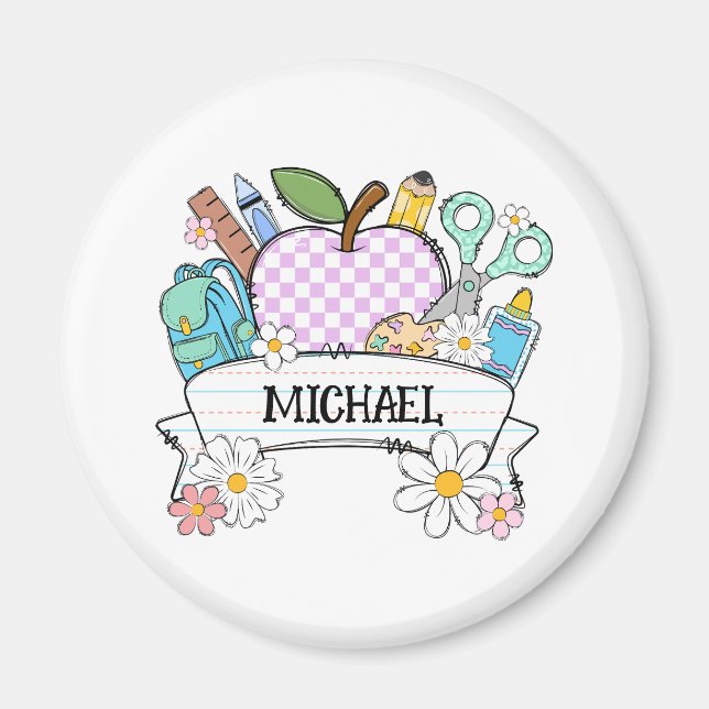 Personalised Back-to-School Supplies with Apple 2 Magnet (Front)