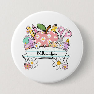 Personalised Back-to-School Supplies with Apple 7.5 Cm Round Badge
