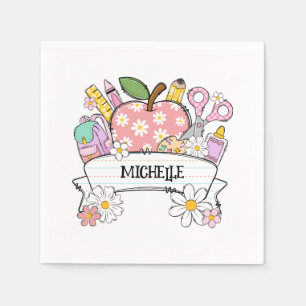 Personalised Back-to-School Supplies with Apple Napkin