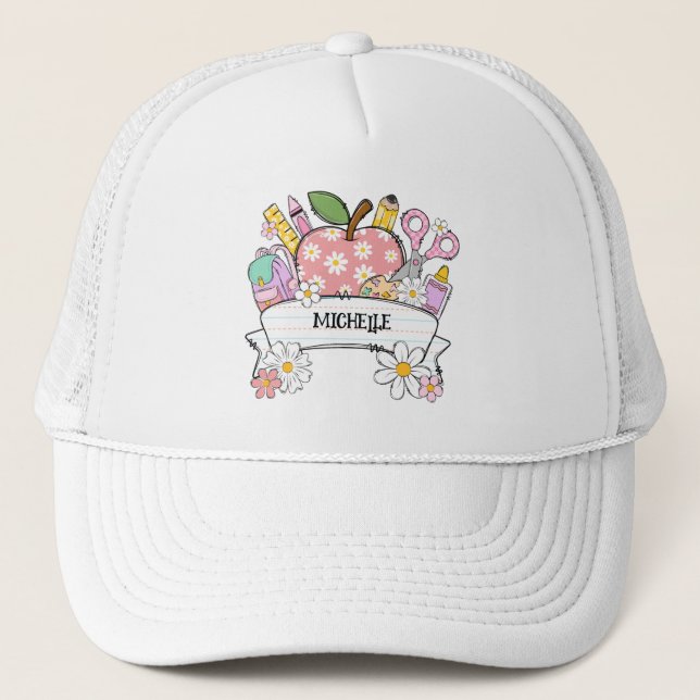 Personalised Back-to-School Supplies with Apple Trucker Hat (Front)