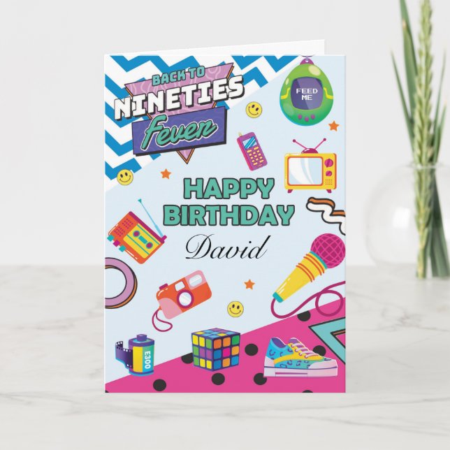 Personalised Back to the 90s Retro Birthday Card (Front)