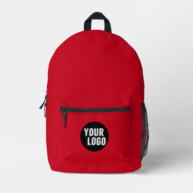 Personalised Background Colour Modern Add Your Log Printed Backpack (Front)
