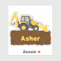 Personalised Backhoe Name Labels for Kids