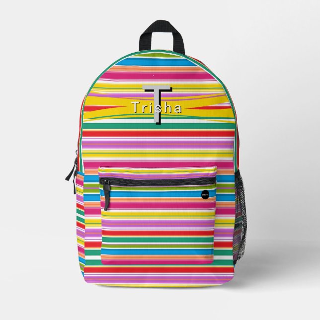Personalised Backpack with Coloured Stripes HAMbWG (Front)