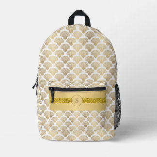 Personalised Backpack with Elegant Gold Sea Shells