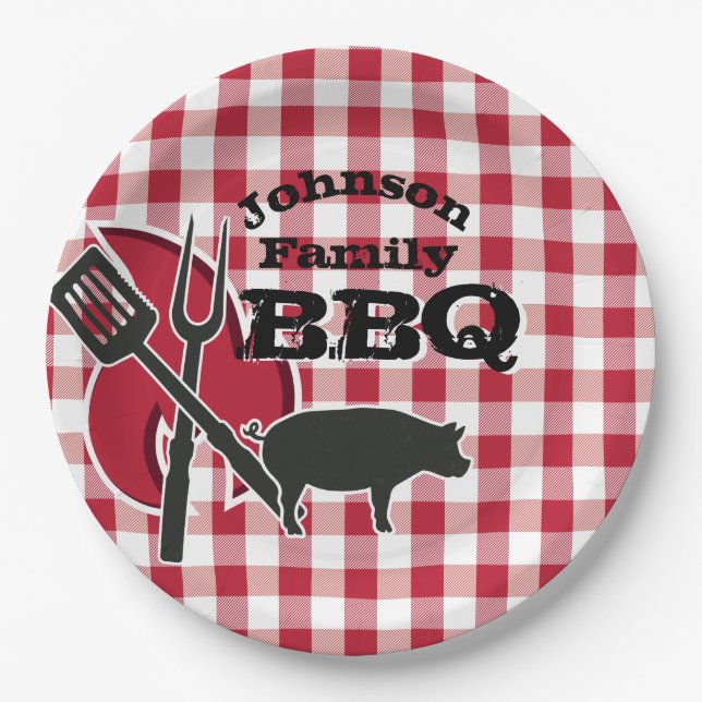 Personalised Backyard BBQ Picnic Disposable Plates (Front)