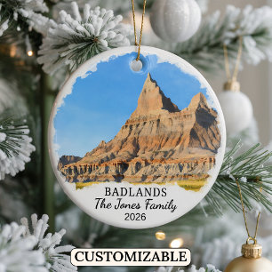 Personalised Badlands National Park, South Dakota Ceramic Tree Decoration
