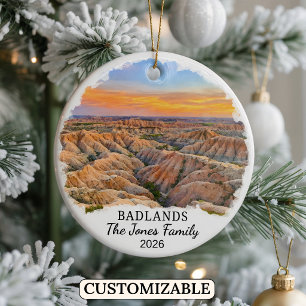 Personalised Badlands National Park, South Dakota Ceramic Tree Decoration