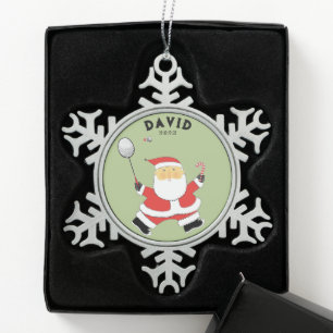Personalised Badminton Collectable Snowflake Pewter Christmas Ornament