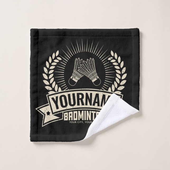 Personalised Badminton Player Name Racquet Sports  Bath Towel Set (Wash Cloth)