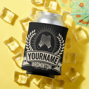 Personalised Badminton Player Name Racquet Sports  Can Cooler