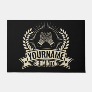 Personalised Badminton Player Name Racquet Sports Doormat