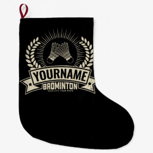 Personalised Badminton Player Name Racquet Sports  Large Christmas Stocking