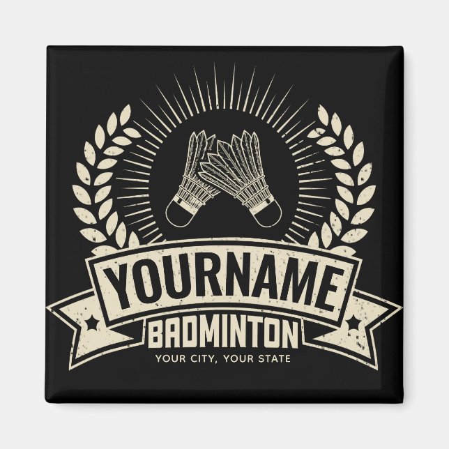 Personalised Badminton Player Name Racquet Sports  Magnet (Front)