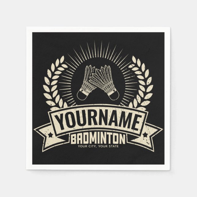 Personalised Badminton Player Name Racquet Sports  Napkin (Front)