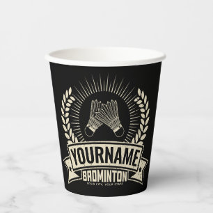 Personalised Badminton Player Name Racquet Sports Paper Cups