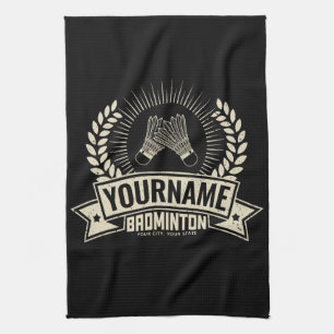 Personalised Badminton Player Name Racquet Sports  Tea Towel