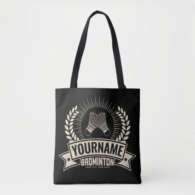 Personalised Badminton Player Name Racquet Sports  Tote Bag (Front)
