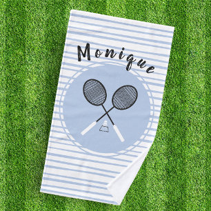 Personalised Badminton Rackets Shuttlecock Blue Hand Towel
