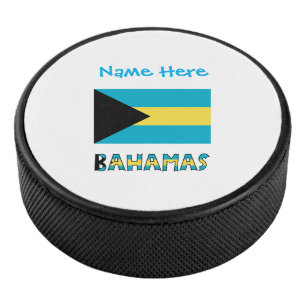 Personalised Bahamas Flag Patriotic Hockey Puck