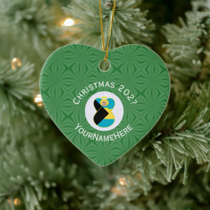 Personalised Bahamian Angel Christmas Flag Ceramic Tree Decoration