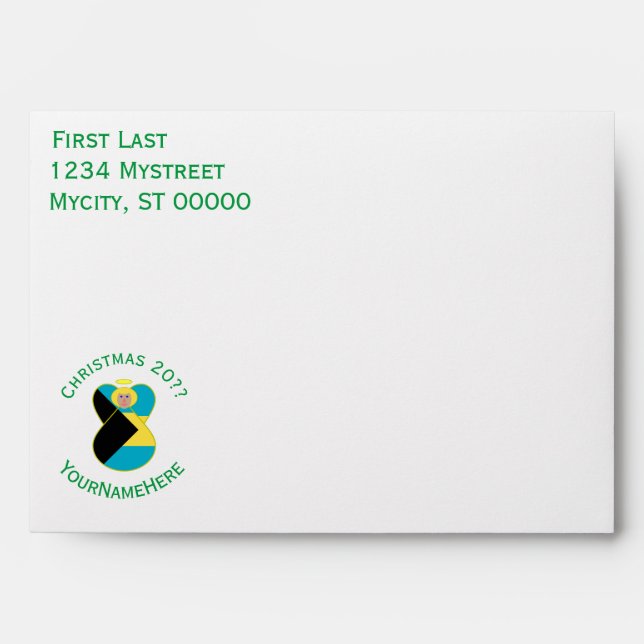 Personalised Bahamian Angel Christmas Flag  Envelope (Front)