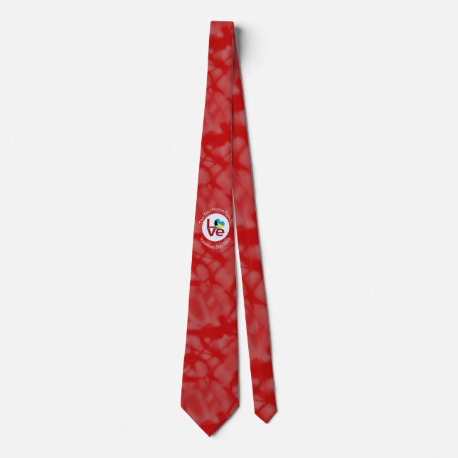 Personalised Bahamian Flag Red LOVE Flag Tie (Front)