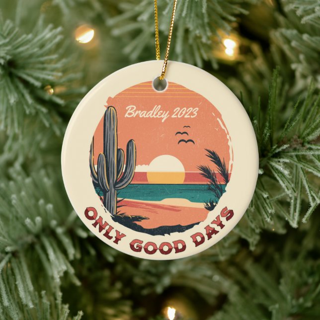 Personalised Baja Beach Christmas Holiday Ceramic Tree Decoration (Tree)