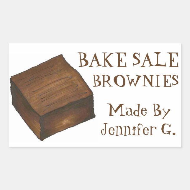 Personalised Bake Sale Brownies Baked By Stickers (Front)
