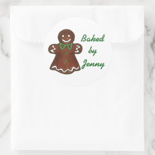Personalised Baked By Gingerbread Cookie Homemade Classic Round Sticker