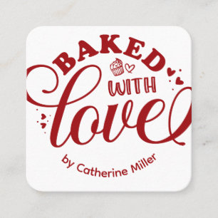Personalised Baked With Love Bakery Square Business Card