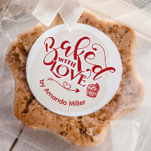 Personalised Baked With Love Holiday Baking Classi Classic Round Sticker