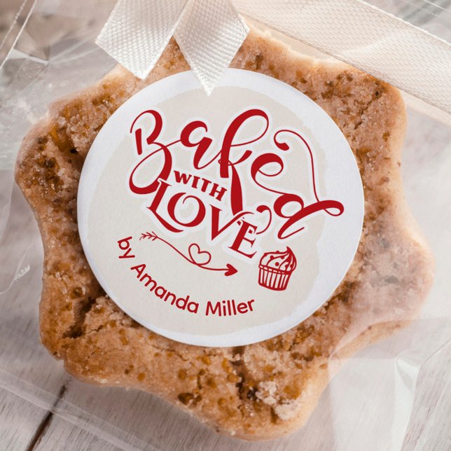 Personalised Baked With Love Holiday Baking Classi Classic Round Sticker (Creator Uploaded)