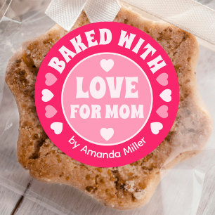 Personalised Baked With Love Mother's Day Baking Classic Round Sticker